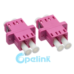 LC-LC plástico duplex multimodo om4 adaptador de fibra óptica com flange