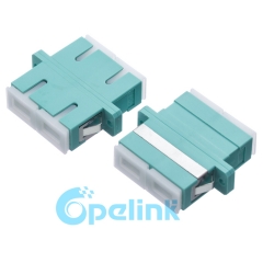 Sc plástico duplex multimodo om3 adaptador de fibra óptica