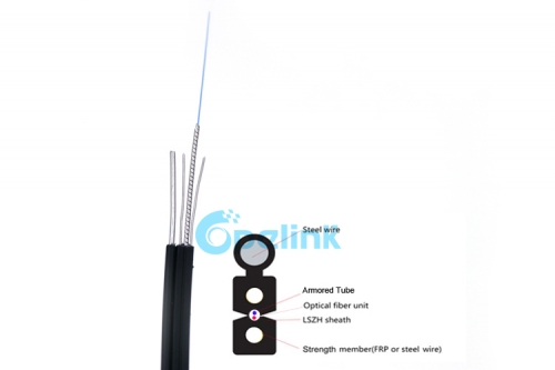 Cabo de fibra anti-roedor ftth, anti-mouse tipo arco auto-suportado espiral central de aço inoxidável tubo blindado gota cabo de fibra óptica gjyxckh