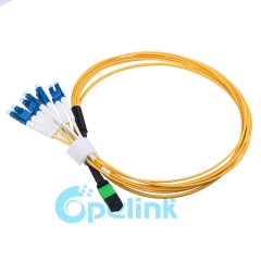 Mtp/MPO-LC cabo de fibra redonda fanout 2.0mm singlemode cabo de patch de fibra óptica