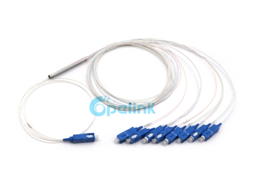 Divisor óptico 1x8, sc/pc 0.9mm mini divisor de fibra óptica sem bloqueio plc