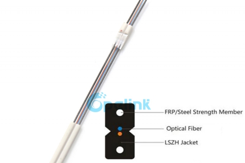 Gjxfh ftth cabo de fibra óptica, 1/2/4 núcleo de fibras nuas singlemode g657a1 g657a2, ftth arco-tipo de aço enfiado tipo gota cabo de fibra óptica gjxh