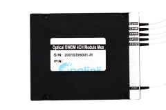 4ch óptico dwdm, 0.9mm lc/pc abs caixa mux/demux dwdm módulo com porta exp