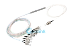 1x8 mini divisor de fibra sem bloqueio, fc/pc 0.9mm divisor de fibra óptica plc
