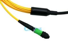 Cabo de 12 fibras MPO Fanout: MPO fêmea para 12 LC/APC fibra óptica PatchCord, Singlemode, LSZH amarelo