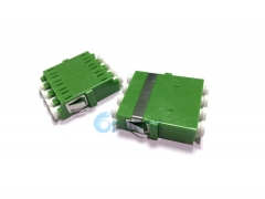 Adaptador LC / APC de fibra quádrupla, adaptador de fibra óptica monomodo de plástico verde sem flange