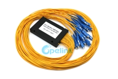 Divisor ótico 1X32, excelente uniformidade Divisor de fibra ótica, divisor PLC de fibra multifuncional com caixa de ABS Embalagem