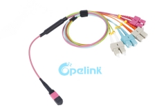 OM4 MPO-SC Fiber Branch Patchcord 8 núcleos: cabo de ruptura de fibra óptica de alta densidade para centros de dados