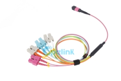 OM4 MPO-SC Fiber Branch Patchcord 8 núcleos: cabo de ruptura de fibra óptica de alta densidade para centros de dados