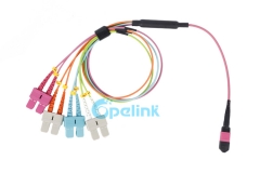 OM4 MPO-SC Fiber Branch Patchcord 8 núcleos: cabo de ruptura de fibra óptica de alta densidade para centros de dados