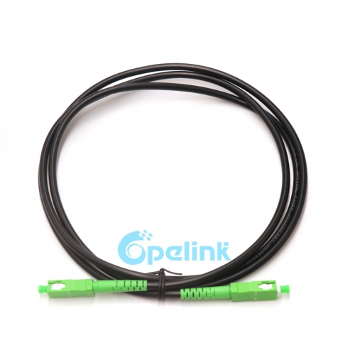 SC APC para SC APC Simplex Cordo de patch de fibra exterior, G.657A2, jaqueta preta PVC-OFNR de 5 mm