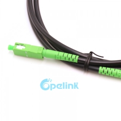 SC APC para SC APC Simplex Cordo de patch de fibra exterior, G.657A2, jaqueta preta PVC-OFNR de 5 mm